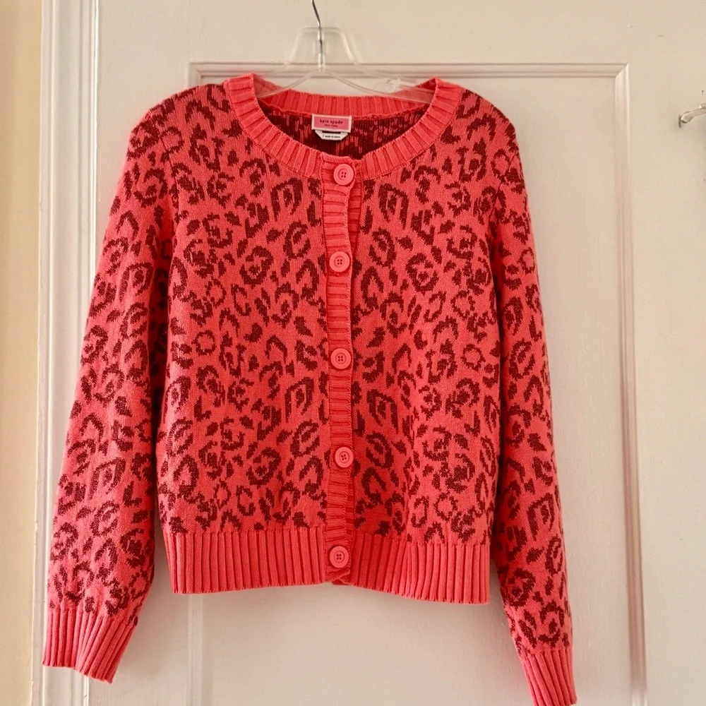 Kate Spade Leopard Print Cardigan Preppy  Barbiecore
